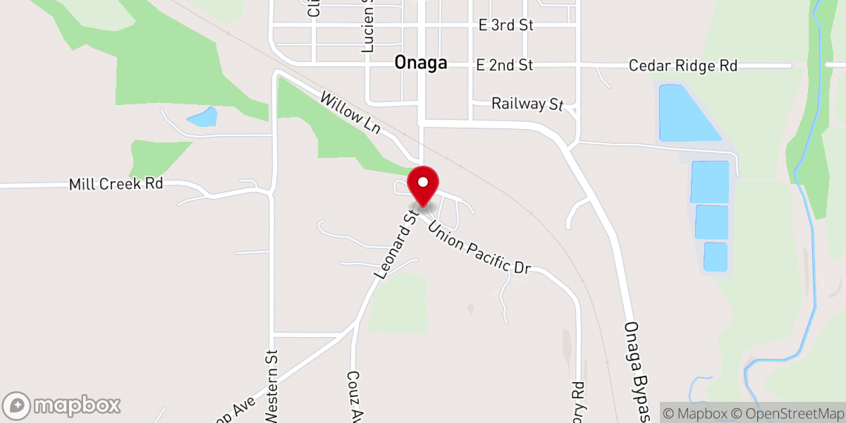 Map showing location of Onaga Area Community Center