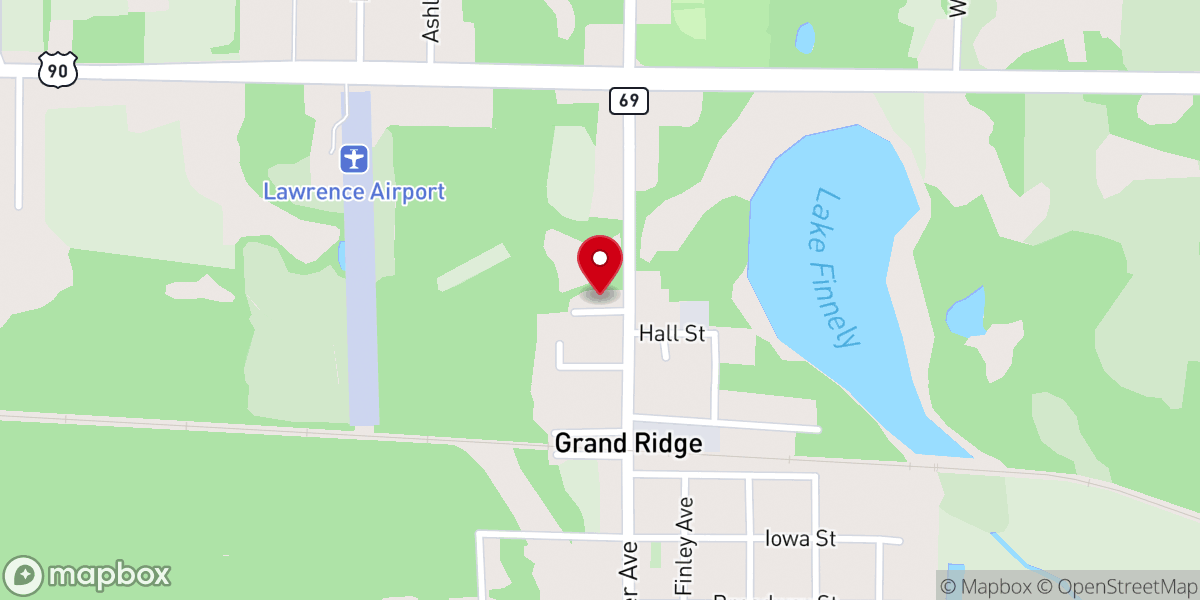 Map showing location of Grand Ridge Baptist Church