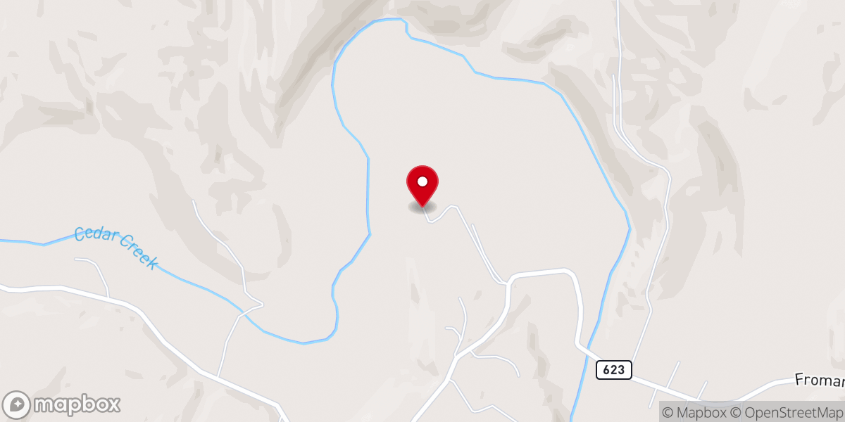 Map showing location of Cedar Creek Christian Camp