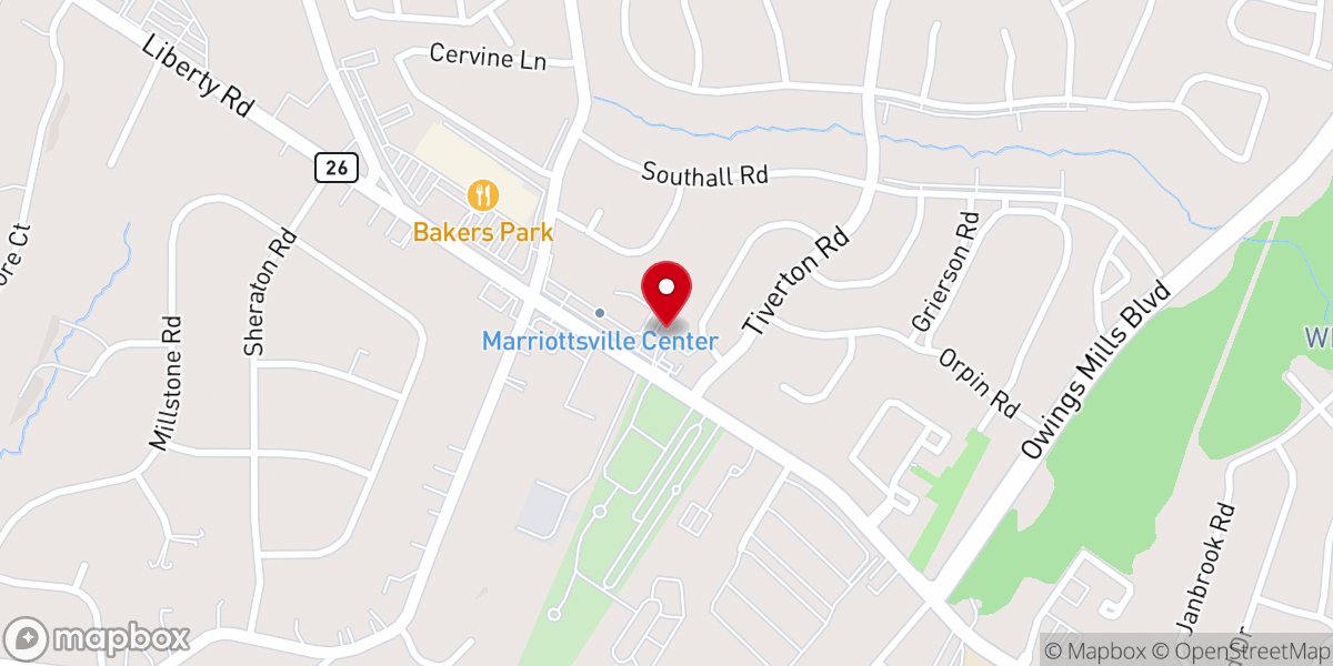 Map showing location of Christ Embassy Owings Mills Md