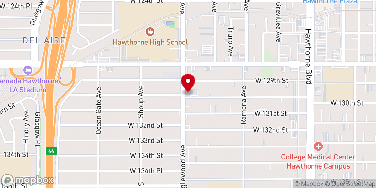 Map showing location of Hope Chapel Hawthorne