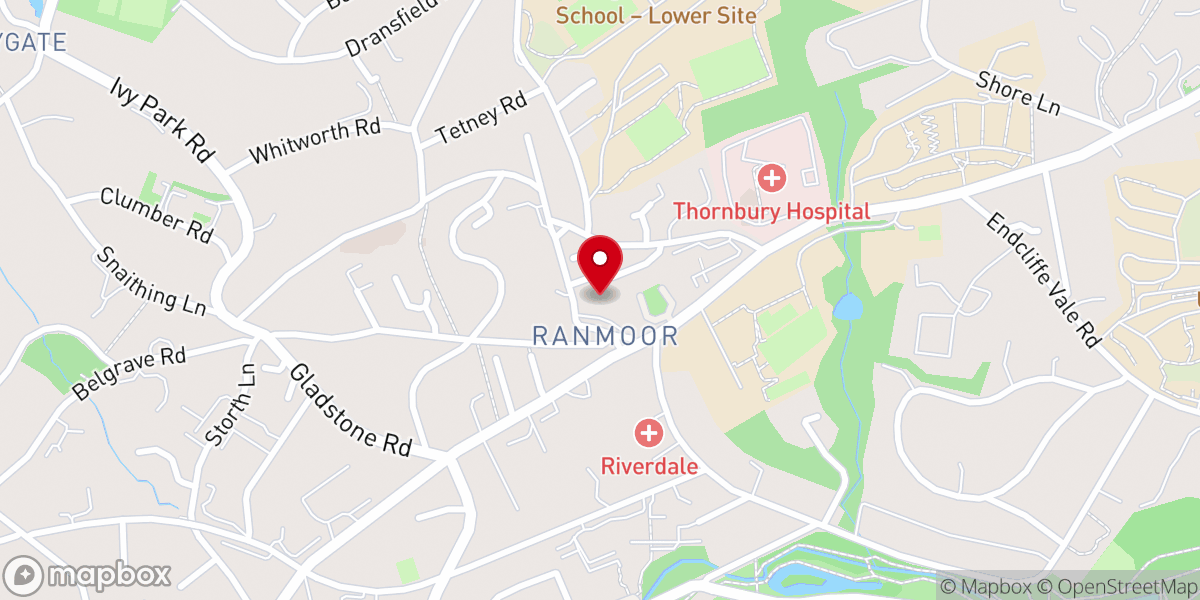 Map showing location of St John's Church, Ranmoor