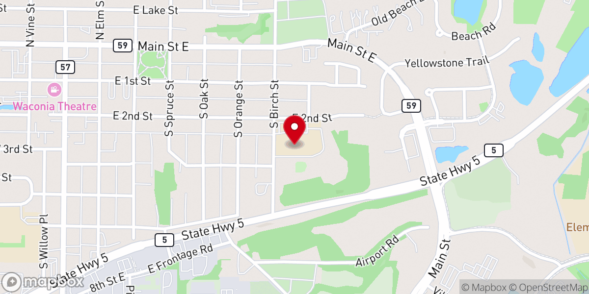 Map showing location of Trinity Lutheran Church, Waconia