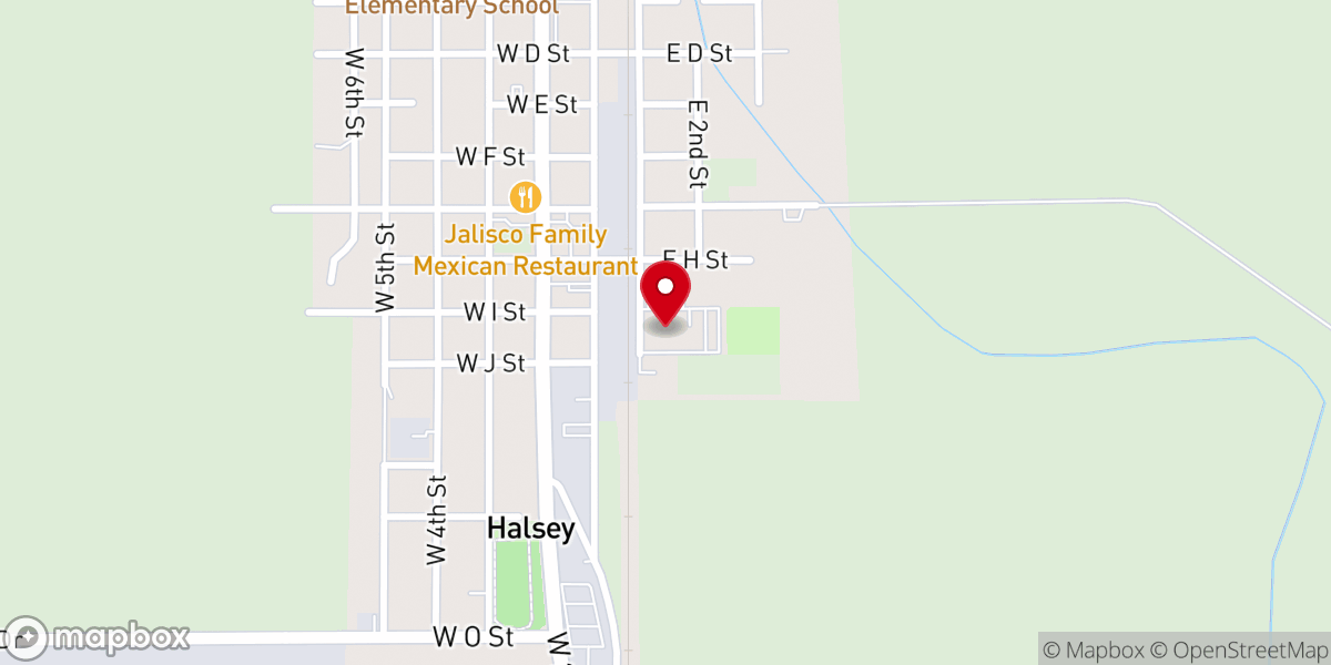 Map showing location of Halsey Mennonite Church