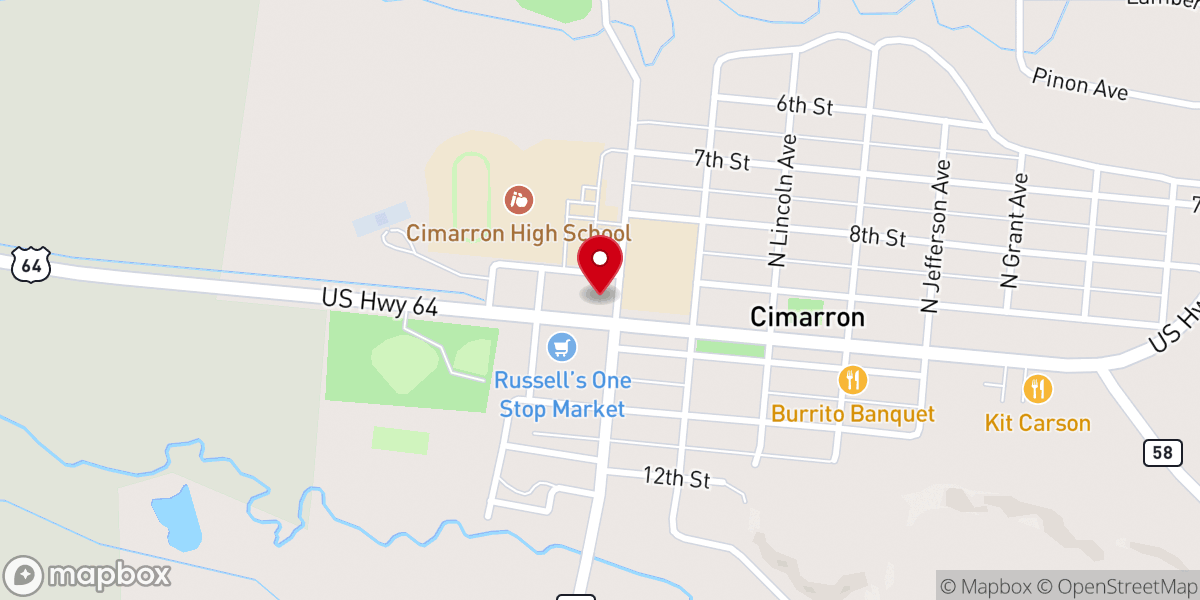Map showing location of Cimarron United Methodist Church