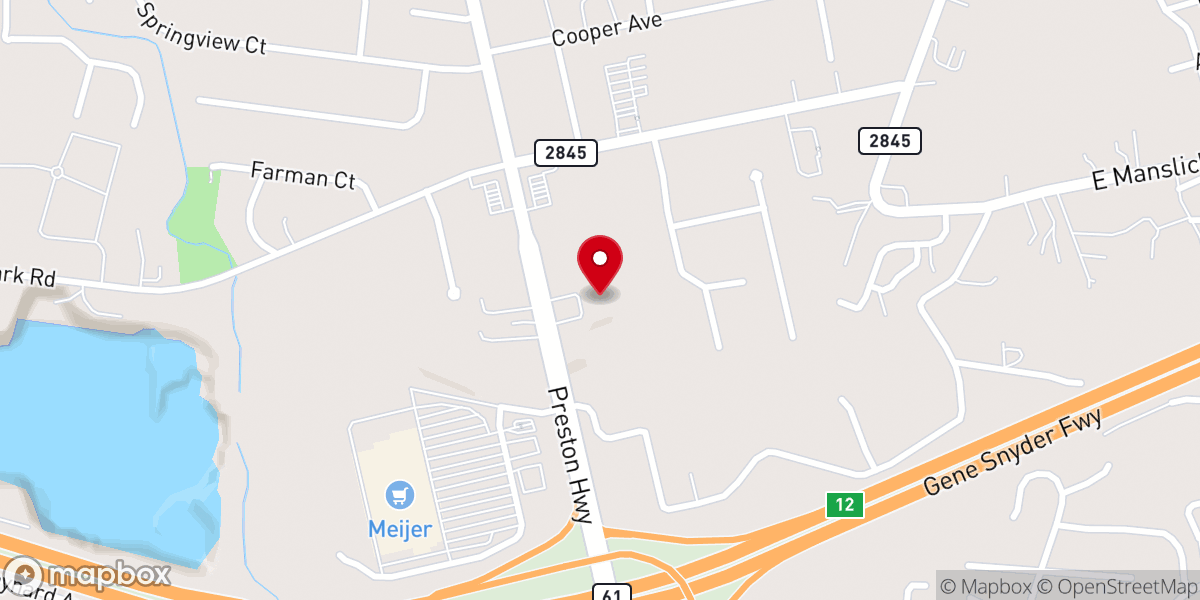 Map showing location of Okolona Baptist Church