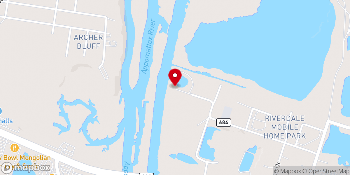 Map showing location of Appomattox Boat Harbor