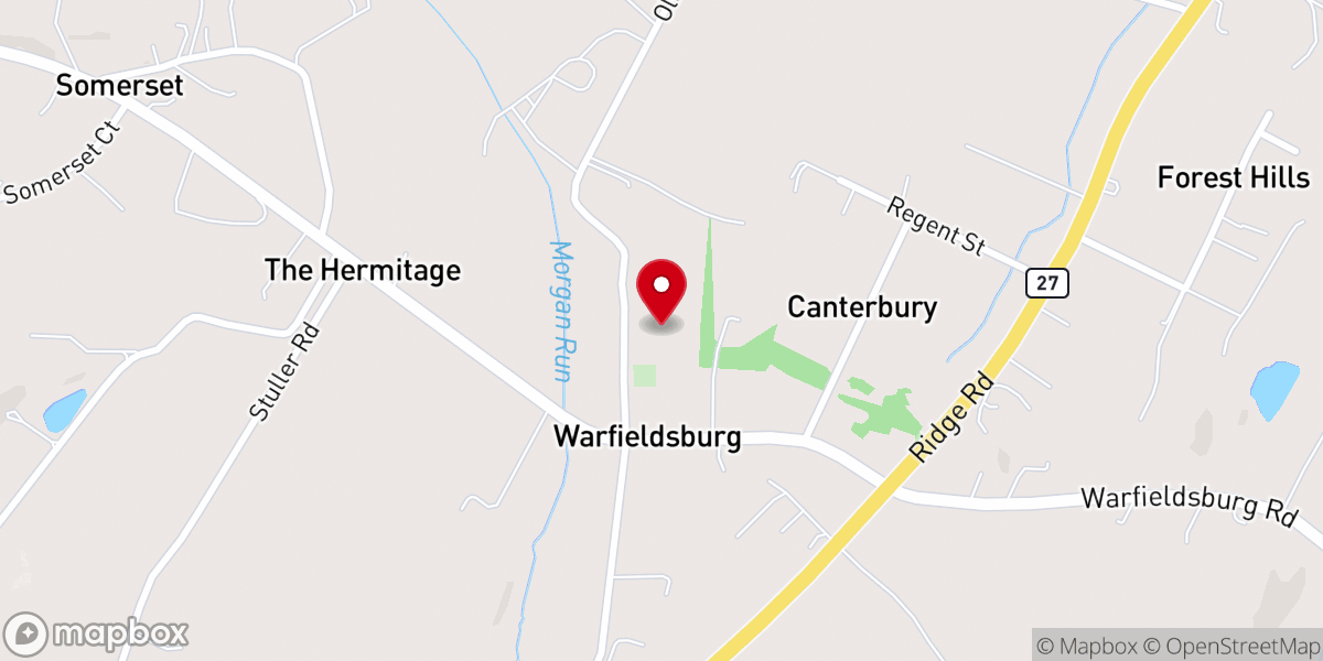 Map showing location of Liberty Church