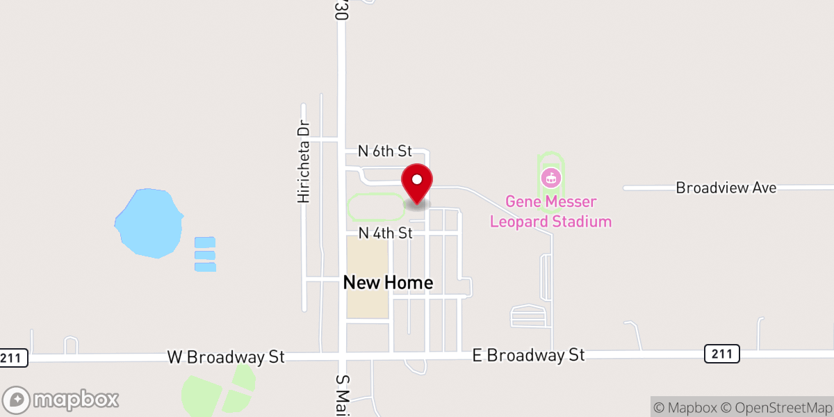 Map showing location of New Home Baptist Church