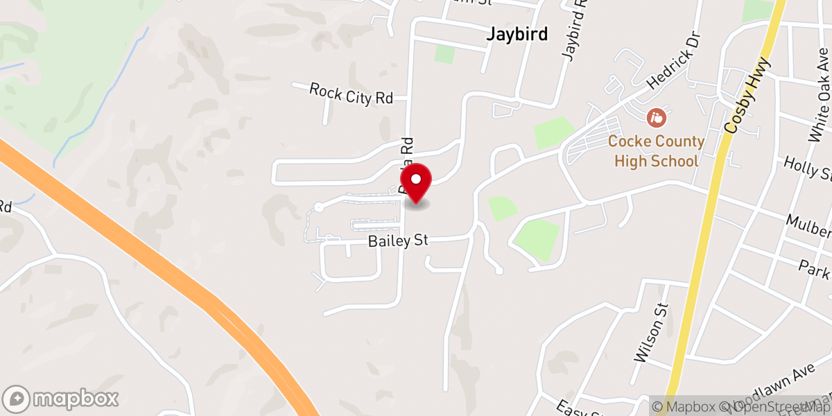 Map showing location of Fellowship Baptist Church