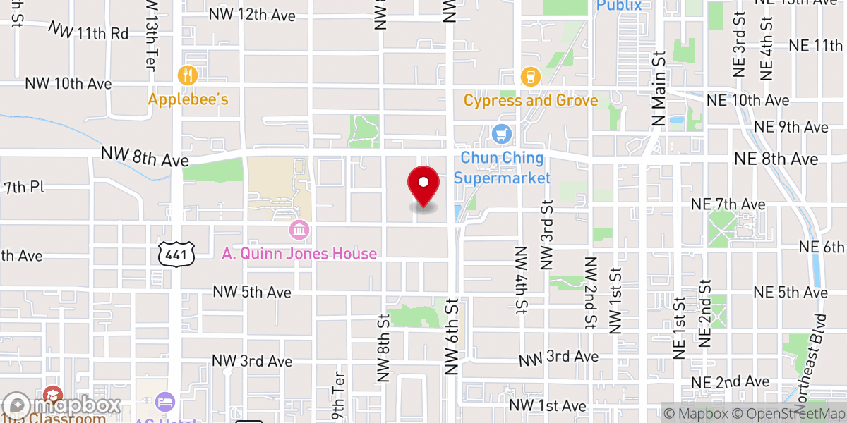 Map showing location of Williams Temple Church of God in Christ