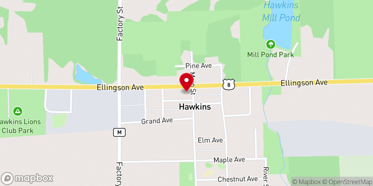 Map showing location of Bethel Lutheran Church
