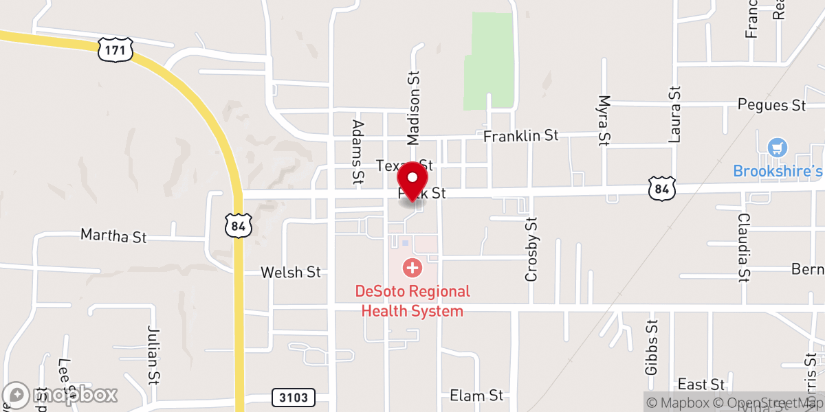 Map showing location of De Soto Parish Office of Community Services