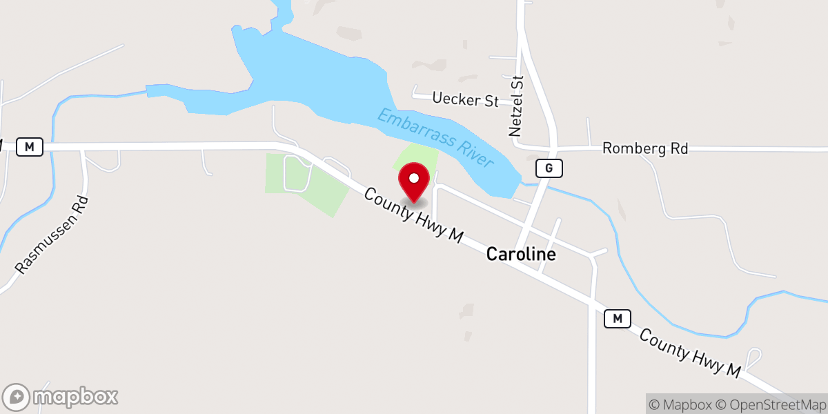 Map showing location of Zion Lutheran Church (NALC & LCMC) – Caroline, WI