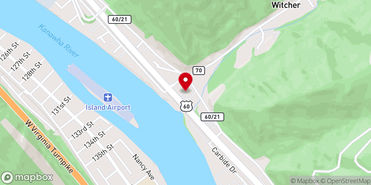 Map showing location of Witcher Baptist Church