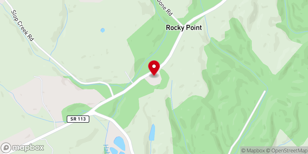 Map showing location of Rocky Point Church