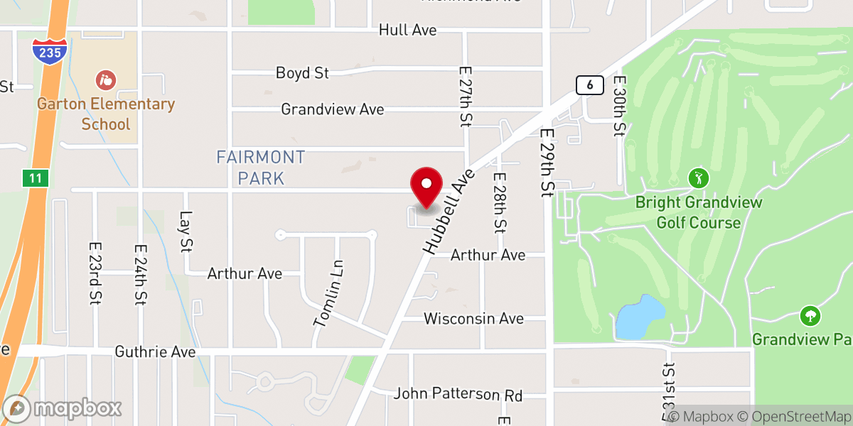 Map showing location of Grandview Church of Christ