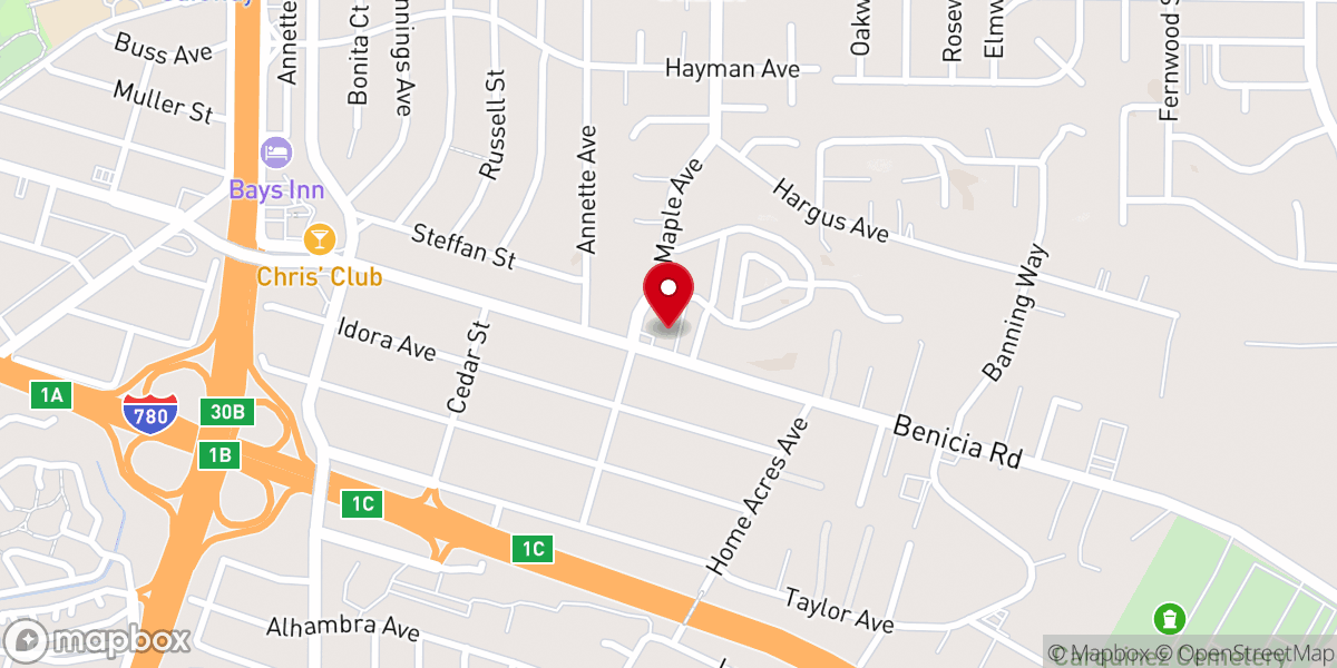Map showing location of Bible Baptist Church