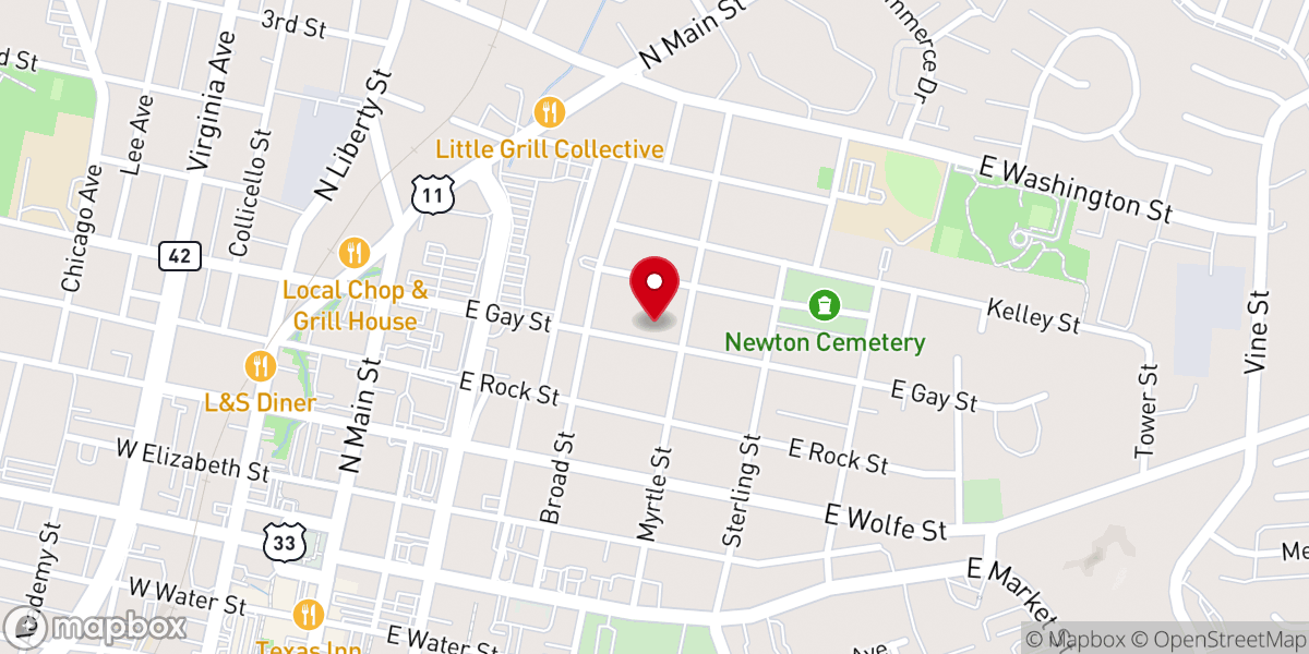 Map showing location of Gay Street Mission Pentecostal Church
