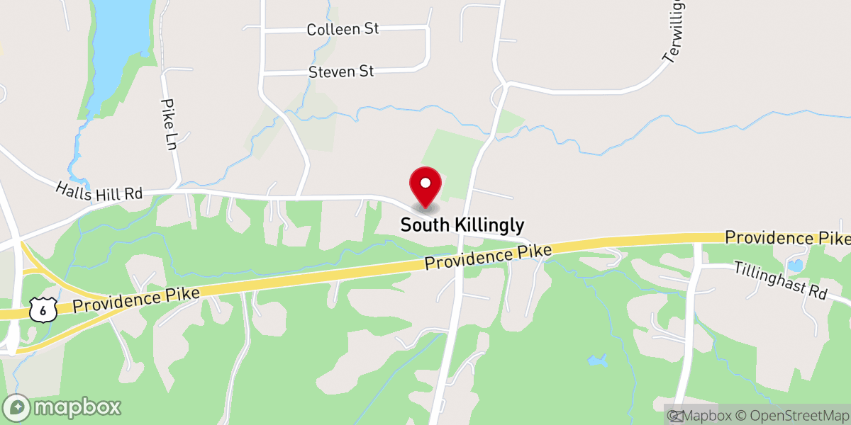 Map showing location of South Killingly Congregational Church