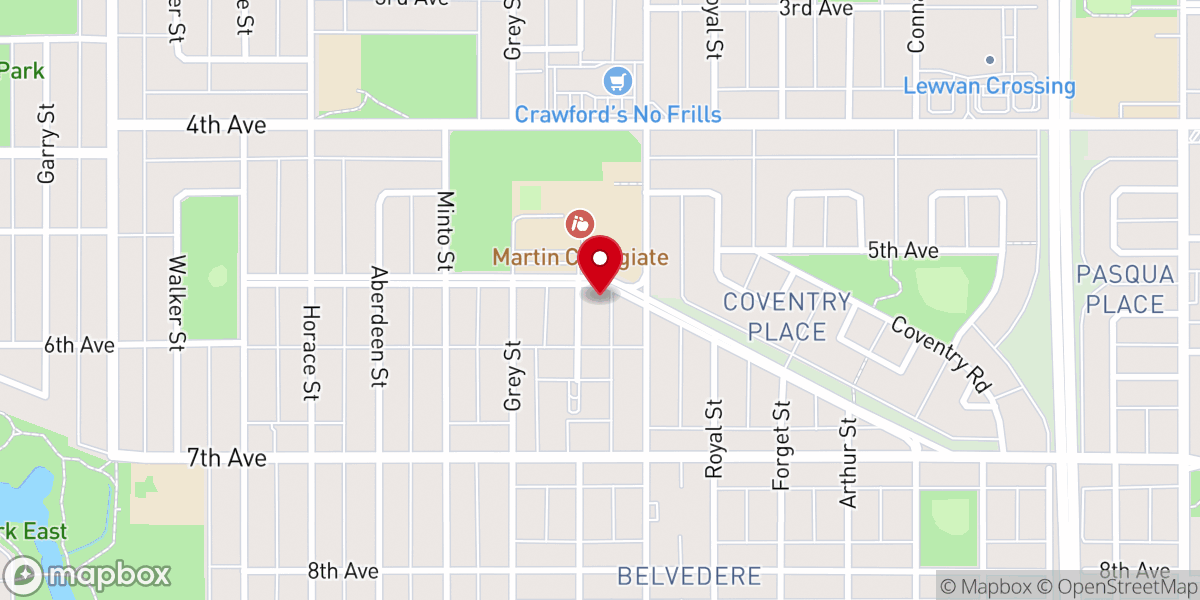Map showing location of RCCG King's Court, Regina SK