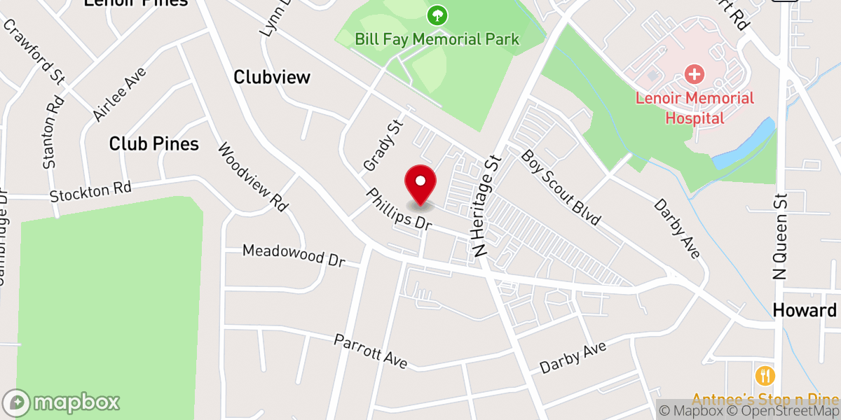 Map showing location of First Pentecostal Holiness Church