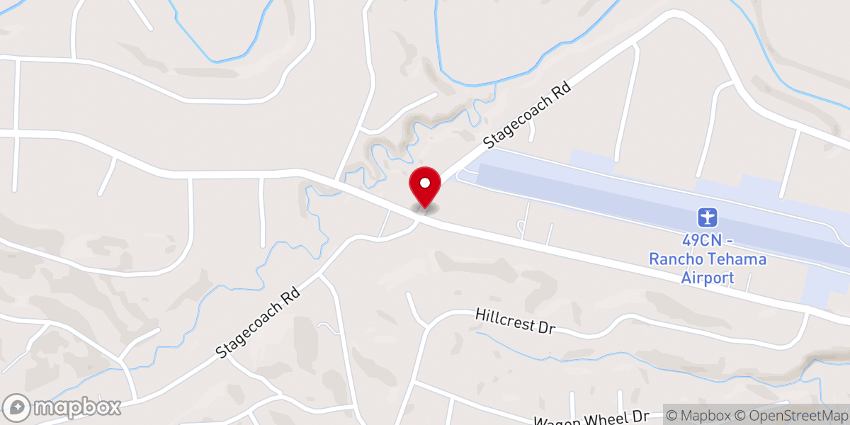 Map showing location of Rancho Tehama Community Church