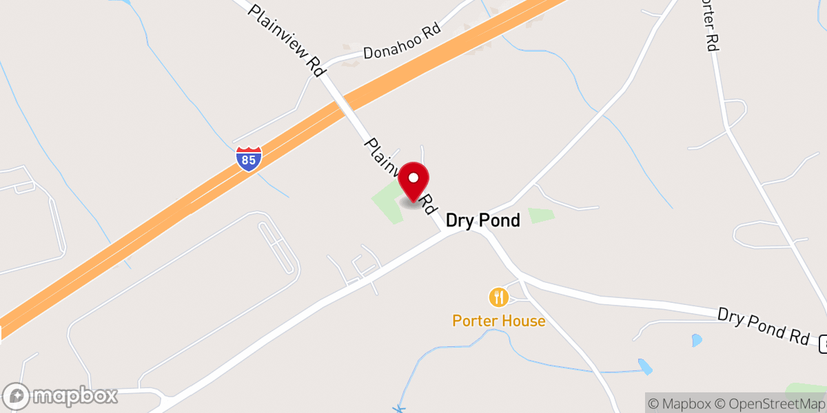 Map showing location of Dry Pond United Methodist Church