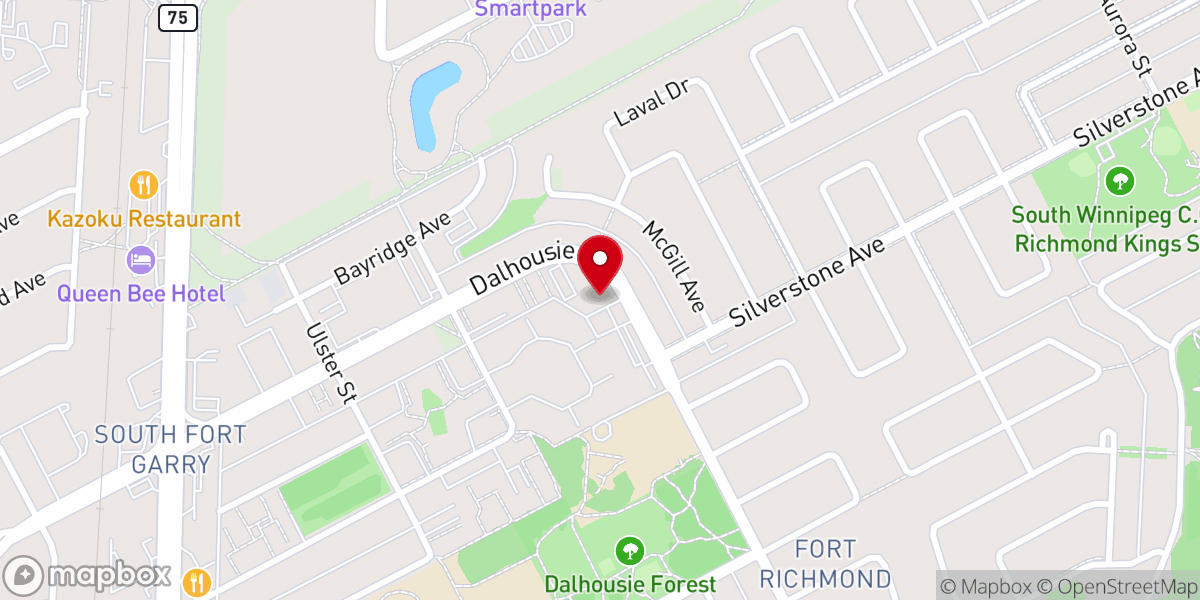 Map showing location of Winnipeg Chinese Lutheran Church