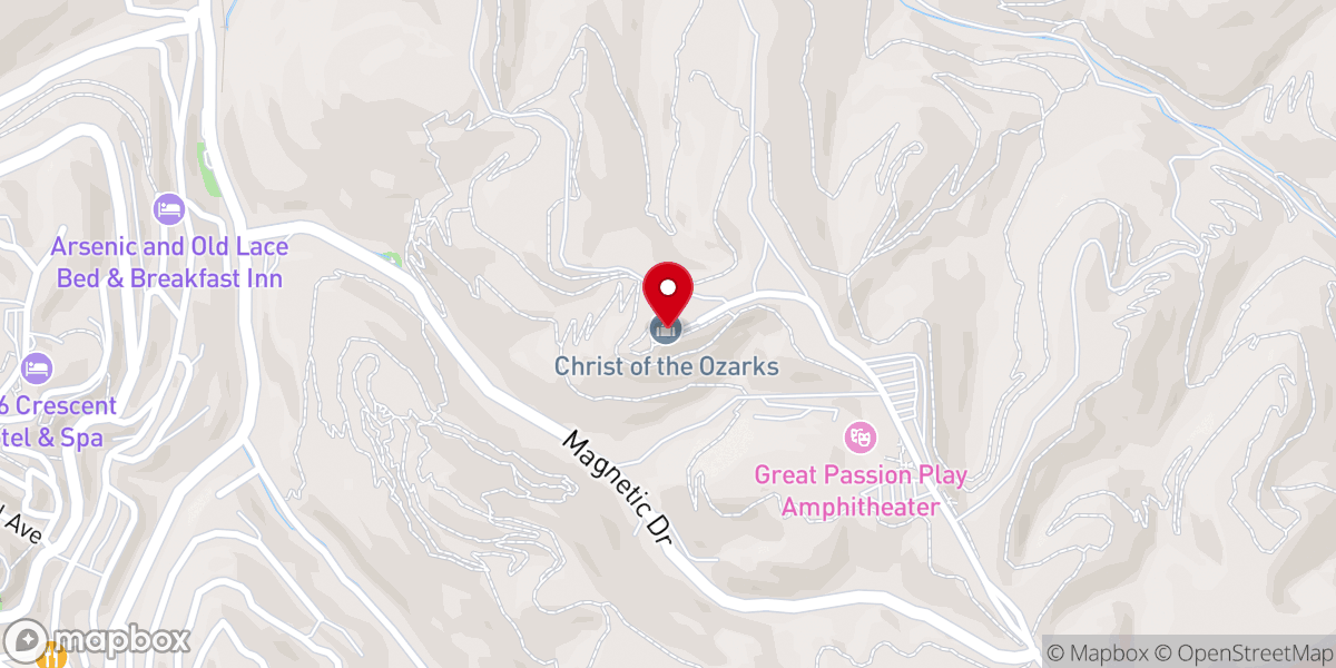 Map showing location of Christ of the Ozarks