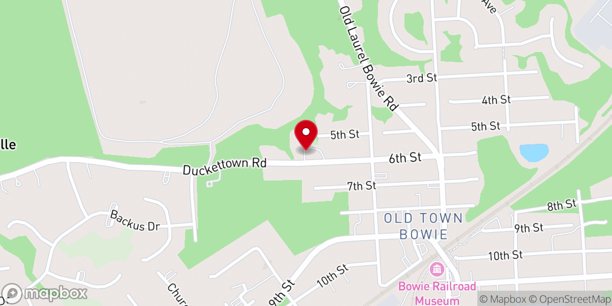 Map showing location of First Lutheran Church of Bowie