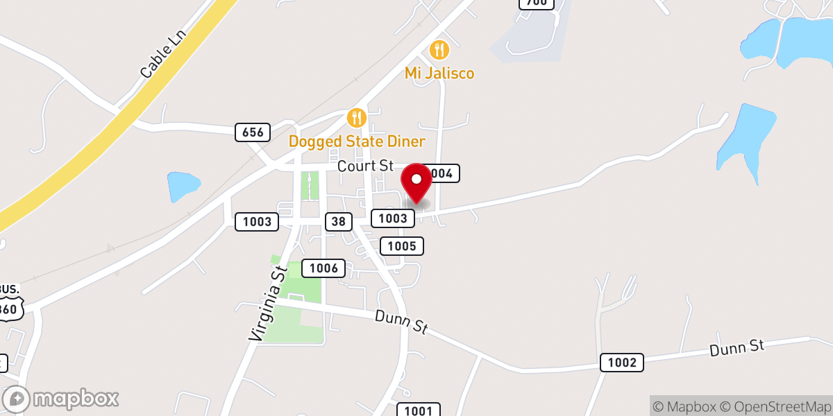 Map showing location of Amelia County Health Department