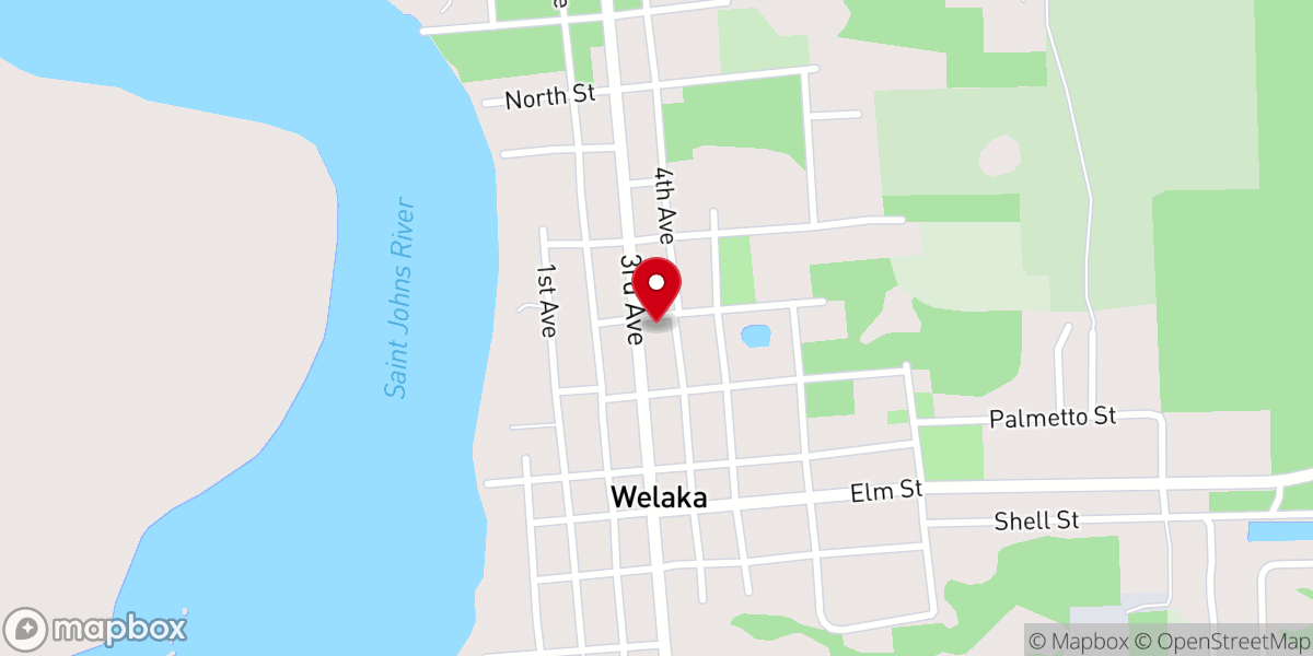 Map showing location of Welaka Baptist Church