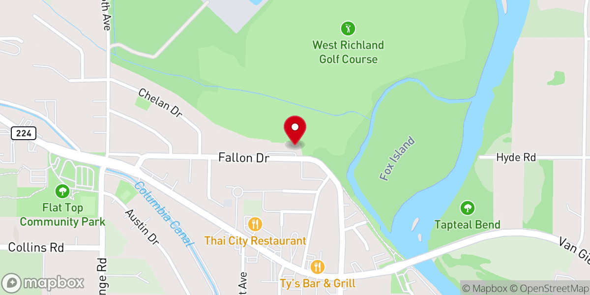 Map showing location of West Richland Golf Course