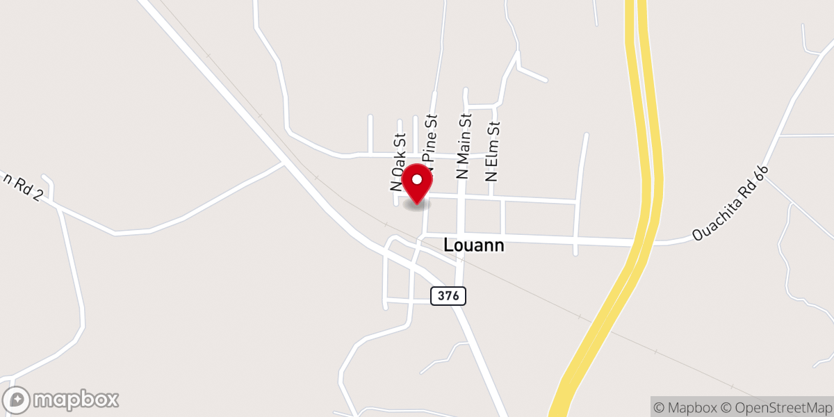 Map showing location of Louann Baptist Church
