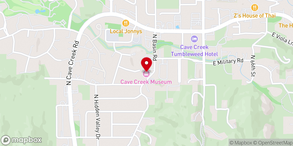 Map showing location of Cave Creek Museum