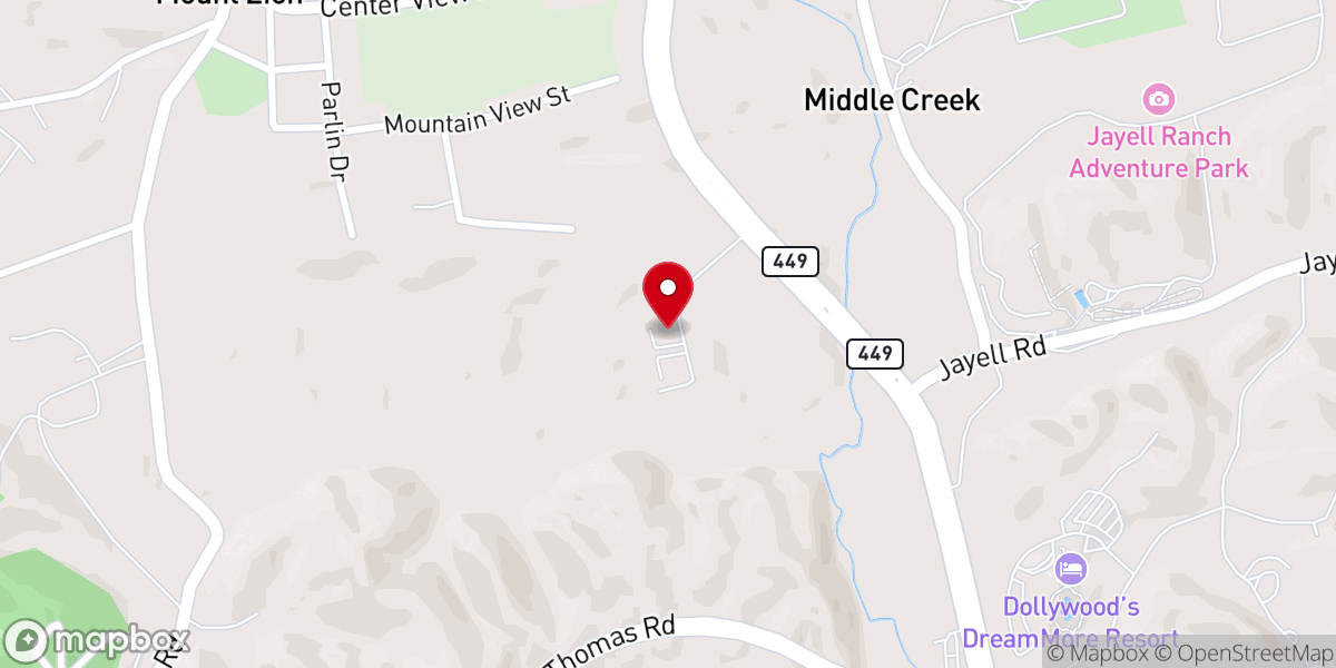 Map showing location of The Rock Church Sevier County