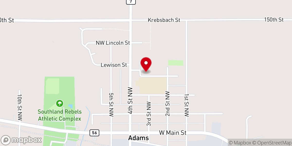 Map showing location of Southland Faith Food Shelf - Food Distribution Center