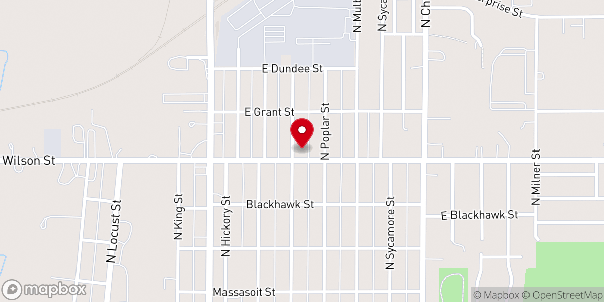 Map showing location of North Baptist Church
