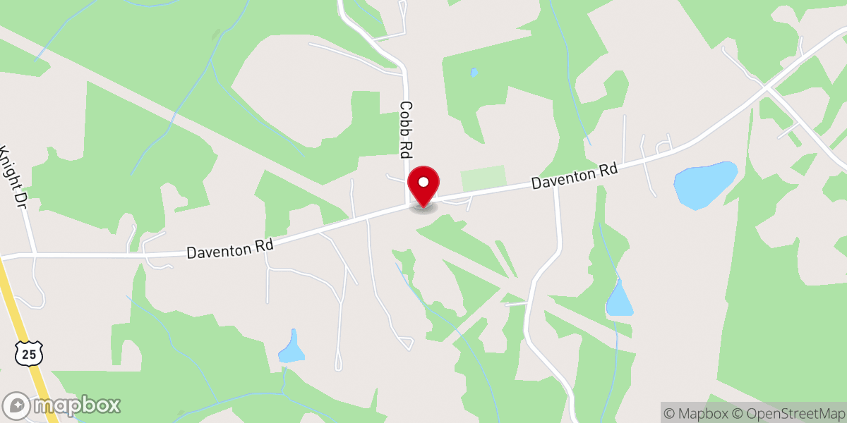 Map showing location of Daventon Baptist Church