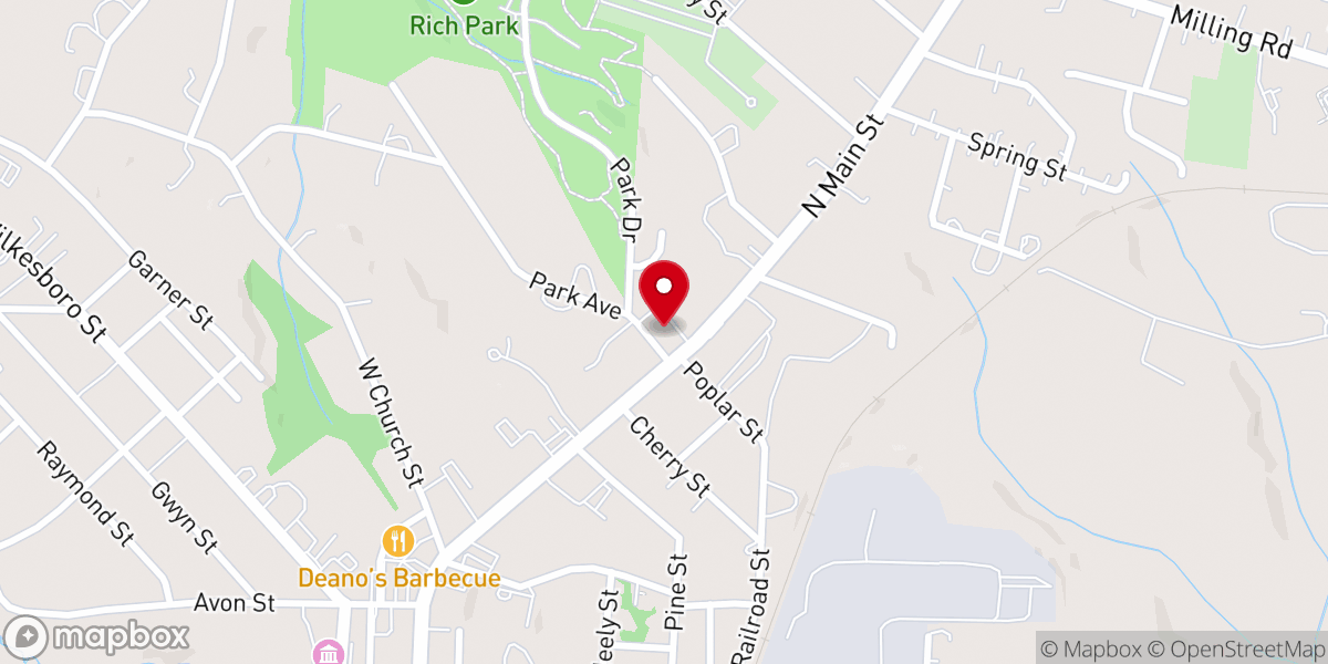 Map showing location of North Main Street church of Christ