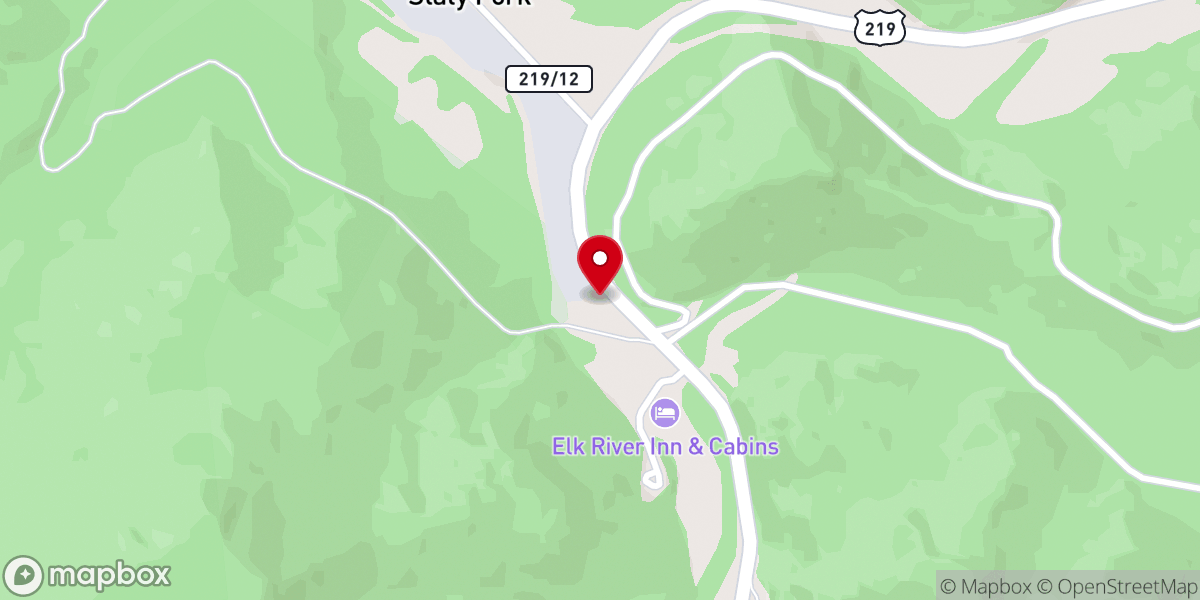 Map showing location of Slatyfork Methodist Church