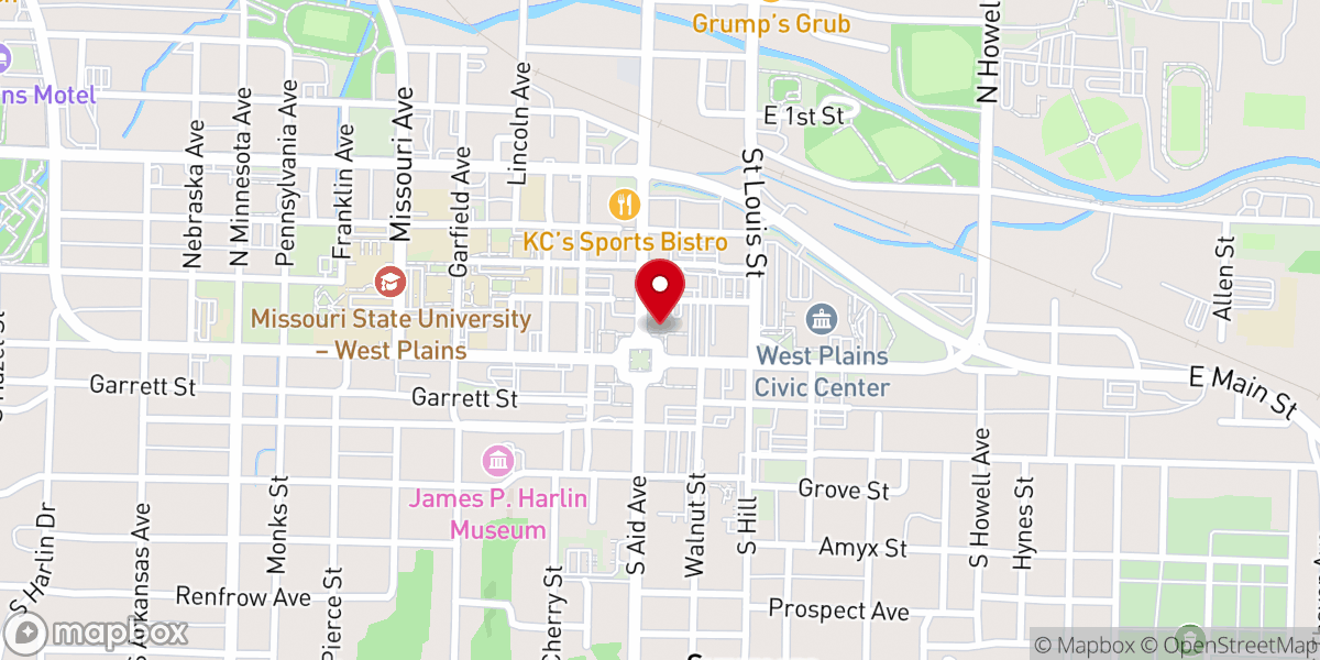Map showing location of West Plains Music