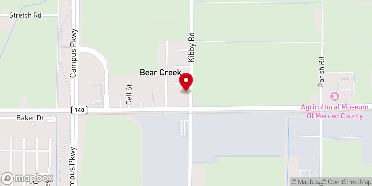 Map showing location of Mount Hermon Missionary Baptist Church of Merced