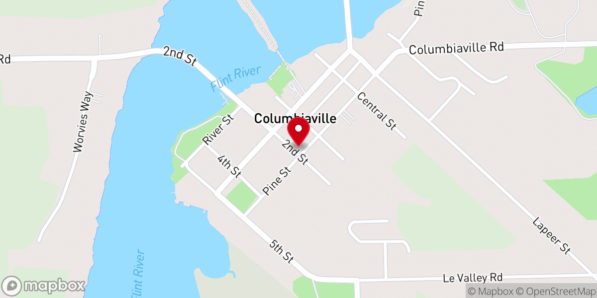 Map showing location of Columbiaville United Methodist Church