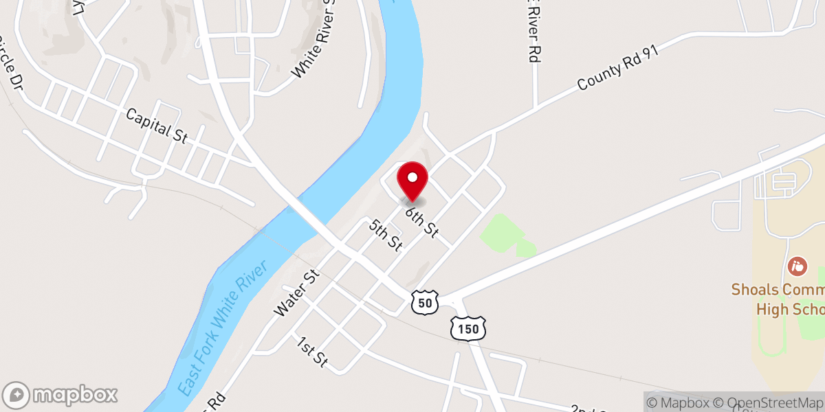 Map showing location of Shoals Christian Church