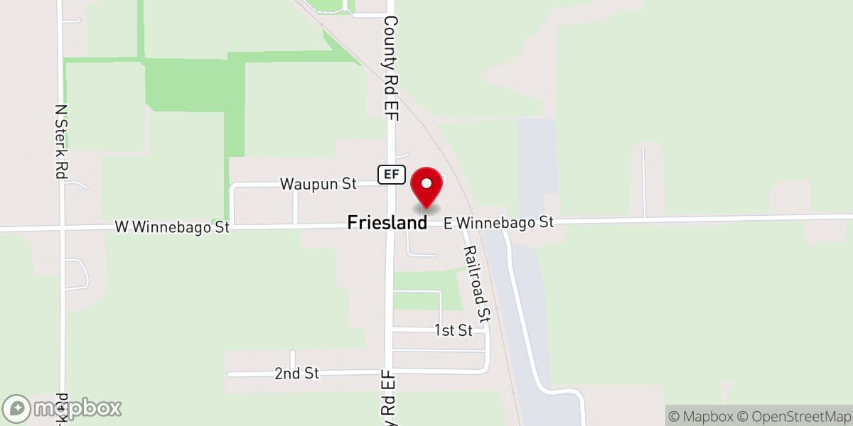 Map showing location of Friesland Community Church