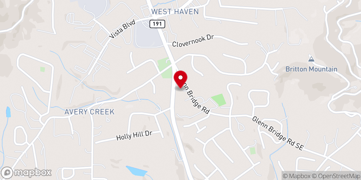 Map showing location of Avery's Creek United Methodist