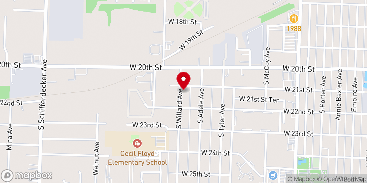 Map showing location of Joplin Heights Baptist Church