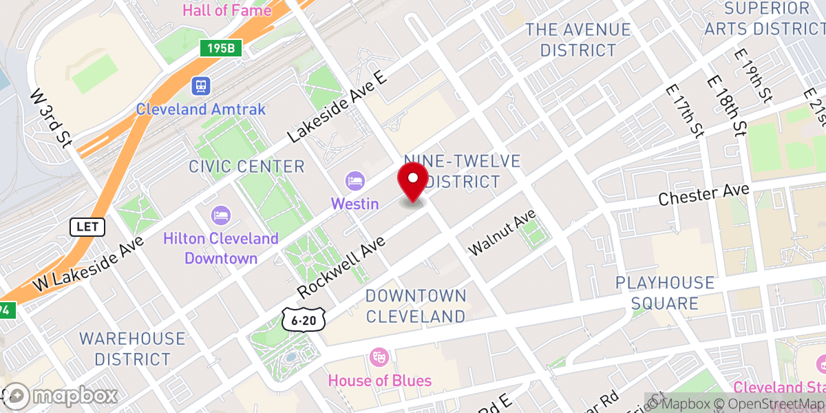 Map showing location of Catholic Diocese of Cleveland